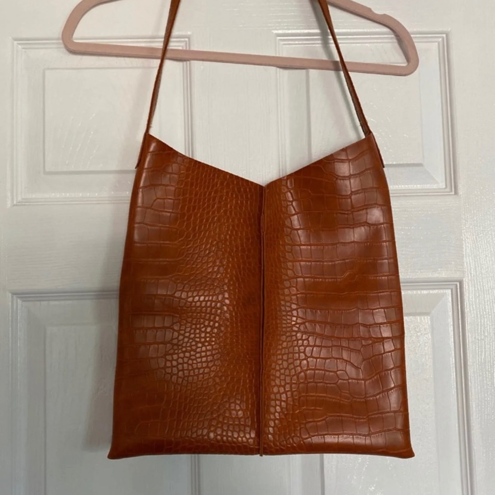 Cognac croc tote bag
